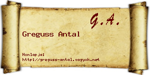 Greguss Antal névjegykártya